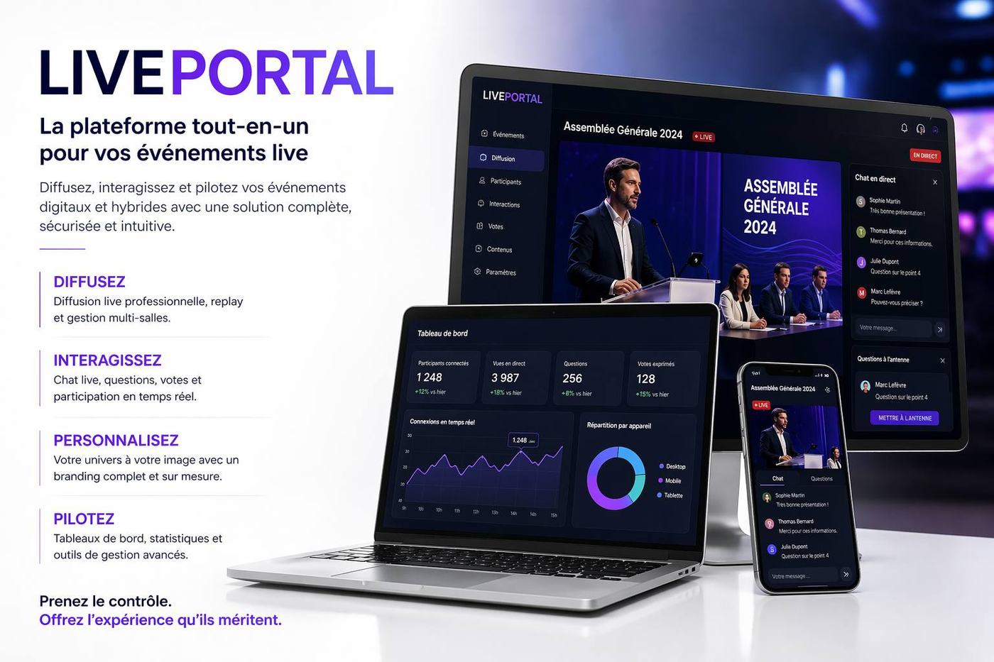 Diffusion en direct pour les participants à distance
