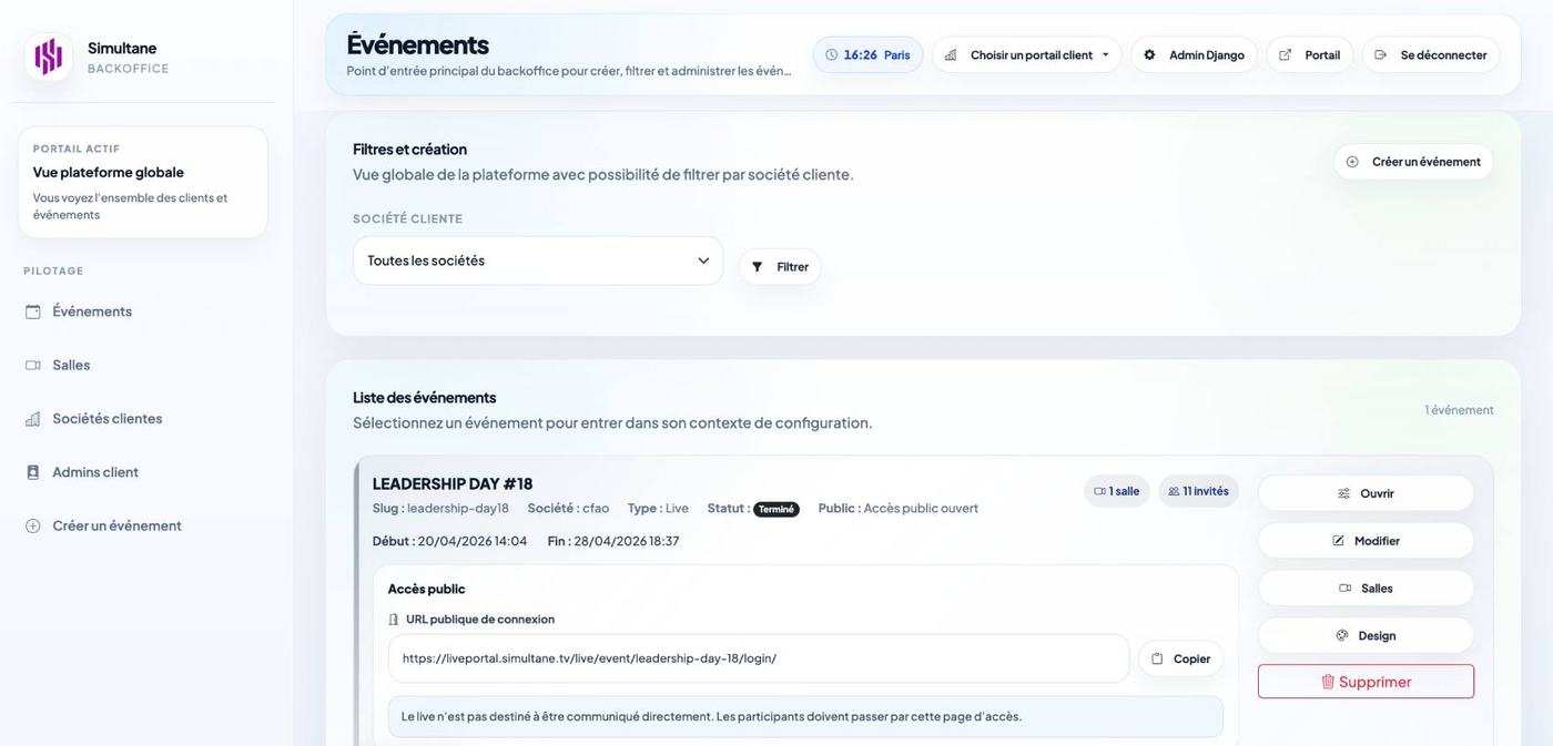Création & gestion d’événements